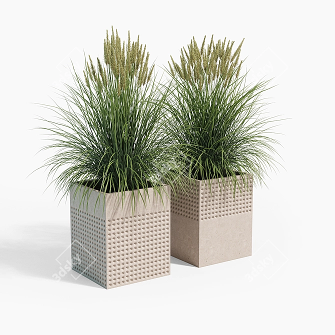 Modern Square Planters Set of 2 3D model image 2