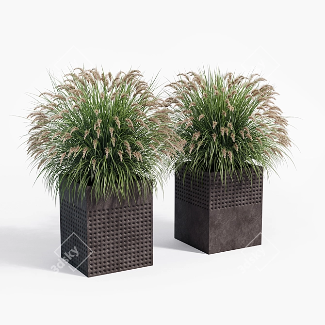 Modern Square Planters Set of 2 3D model image 3