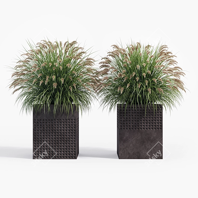 Modern Square Planters Set of 2 3D model image 4