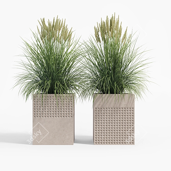 Modern Square Planters Set of 2 3D model image 5