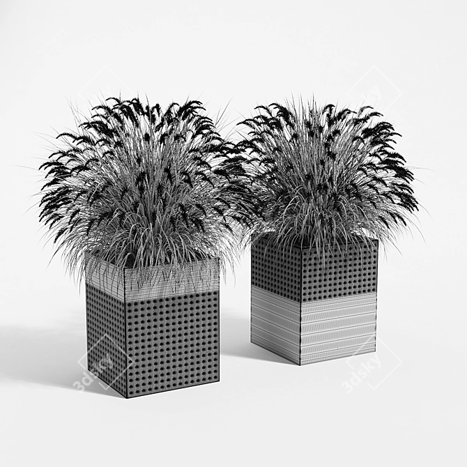 Modern Square Planters Set of 2 3D model image 6