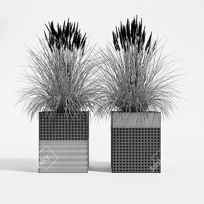 Modern Square Planters Set of 2 3D model image 7