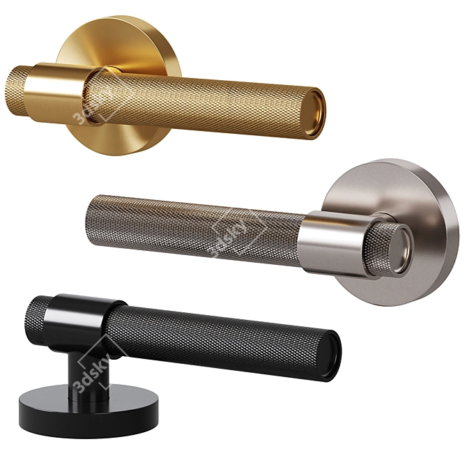 Meraki Brass Door Handle Set 3D model image 2