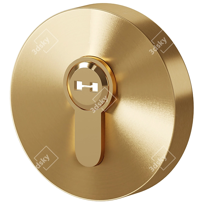 Meraki Brass Door Handle Set 3D model image 5