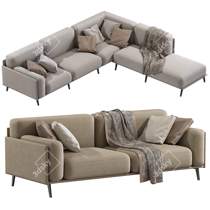 Sleek Modern Sofa Frame Design 3D model image 2