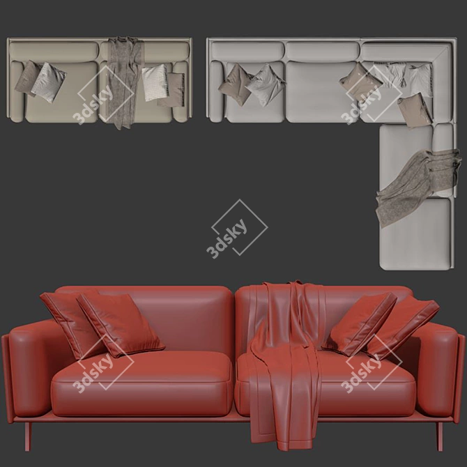 Sleek Modern Sofa Frame Design 3D model image 6