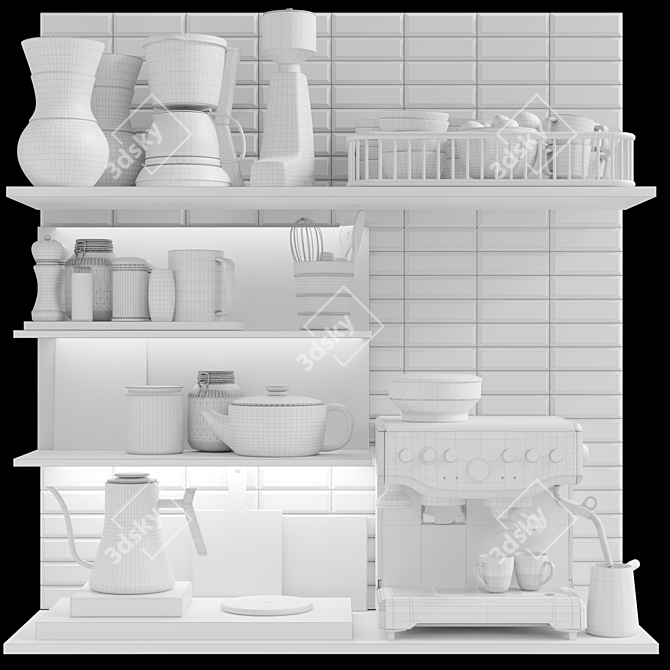 Kitchen Essentials with Coffee Machine 3D model image 3