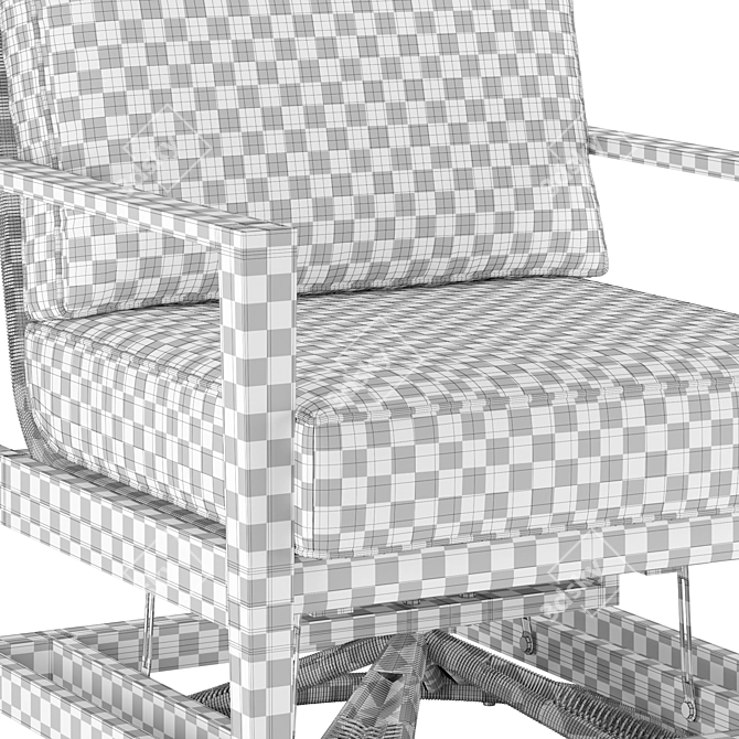 Swivel Metal Outdoor Lounge Chair 3D model image 3