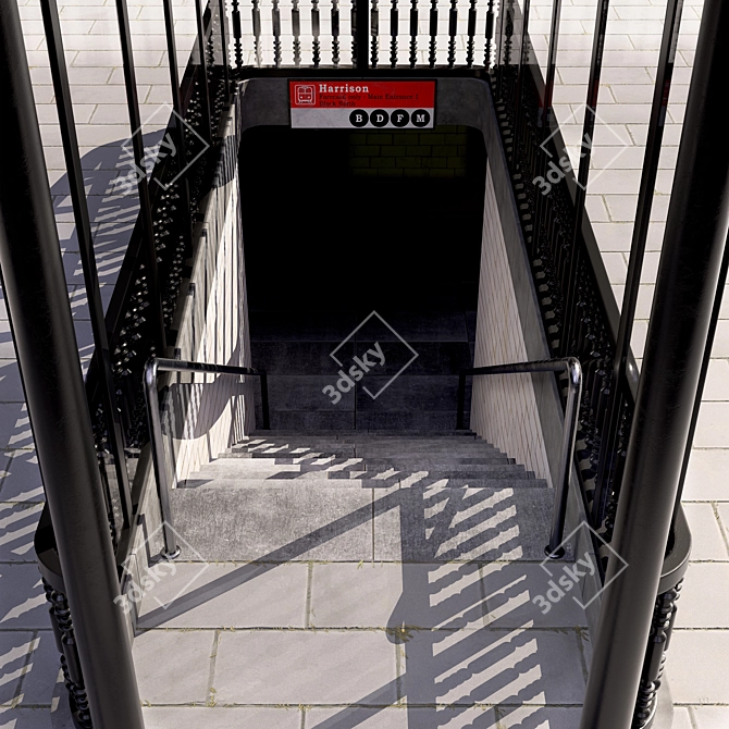 Modern Metro Entrance 3D Model 3D model image 3