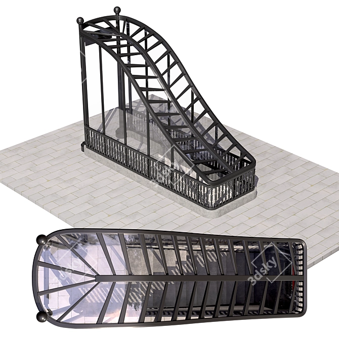 Modern Metro Entrance 3D Model 3D model image 4