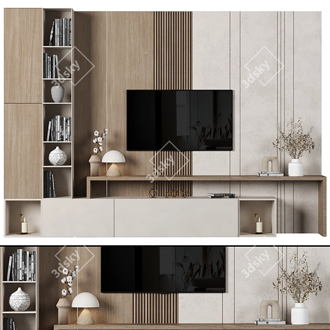 Modular TV Wall Design Kit 3D model image 1