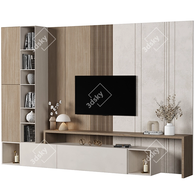 Modular TV Wall Design Kit 3D model image 2