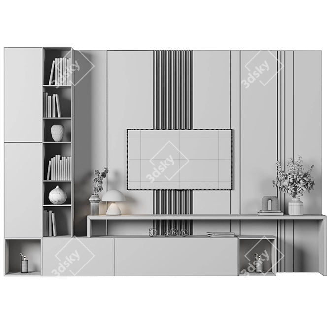 Modular TV Wall Design Kit 3D model image 4