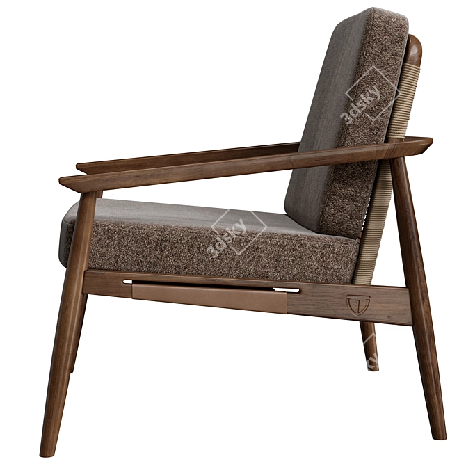 Walnut Wood Adam Armchair Luxe 3D model image 3