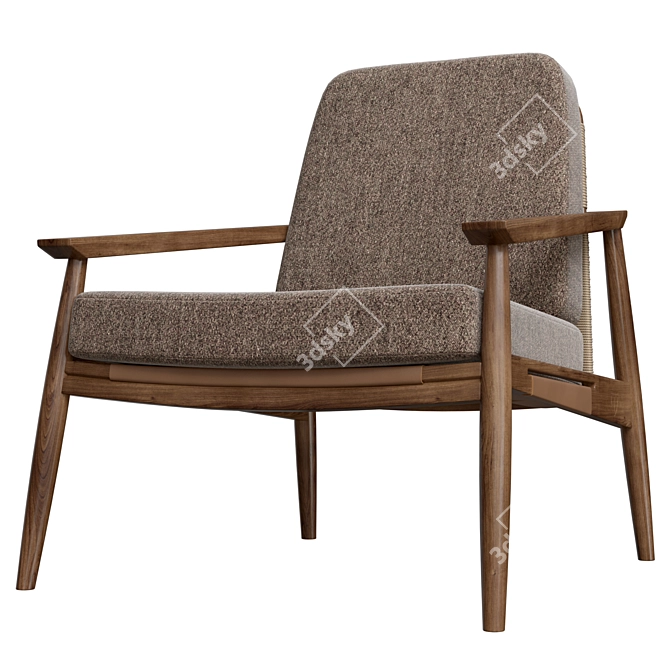 Walnut Wood Adam Armchair Luxe 3D model image 4