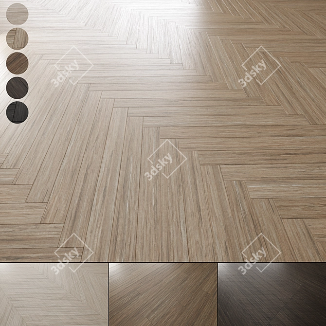 Oak Parquet Flooring Set 3D model image 1