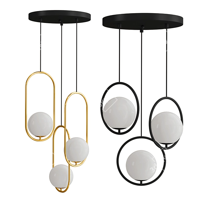 Contemporary Hoop Trio Lamp 3D model image 1