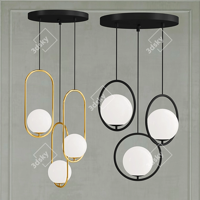 Contemporary Hoop Trio Lamp 3D model image 2