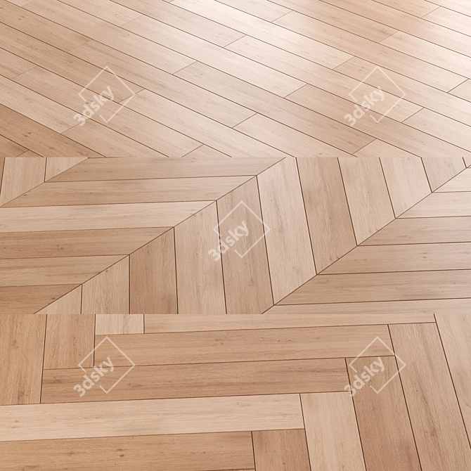 3 Oak Parquet Boards Set 3D model image 1