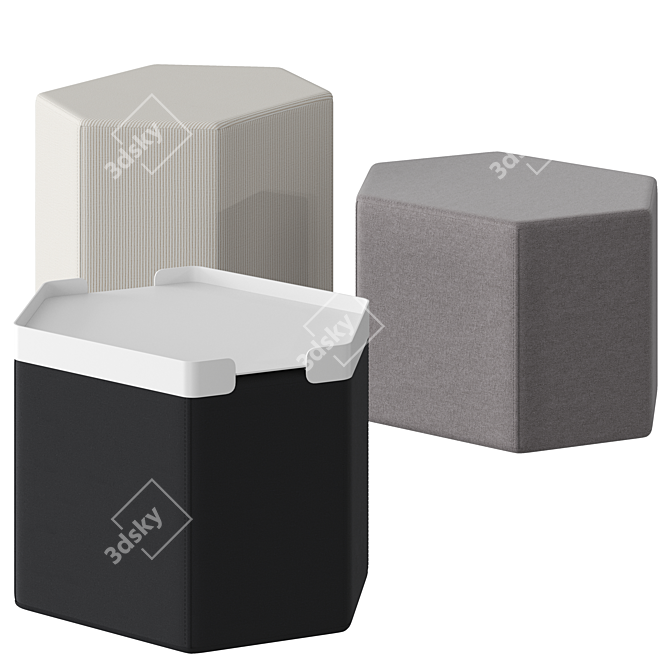 Sleek Bludot Hecks Ottoman 3D model image 2