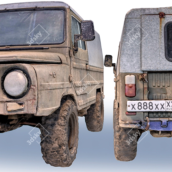 Vintage Off-Road SUV LuAZ 3D model image 3