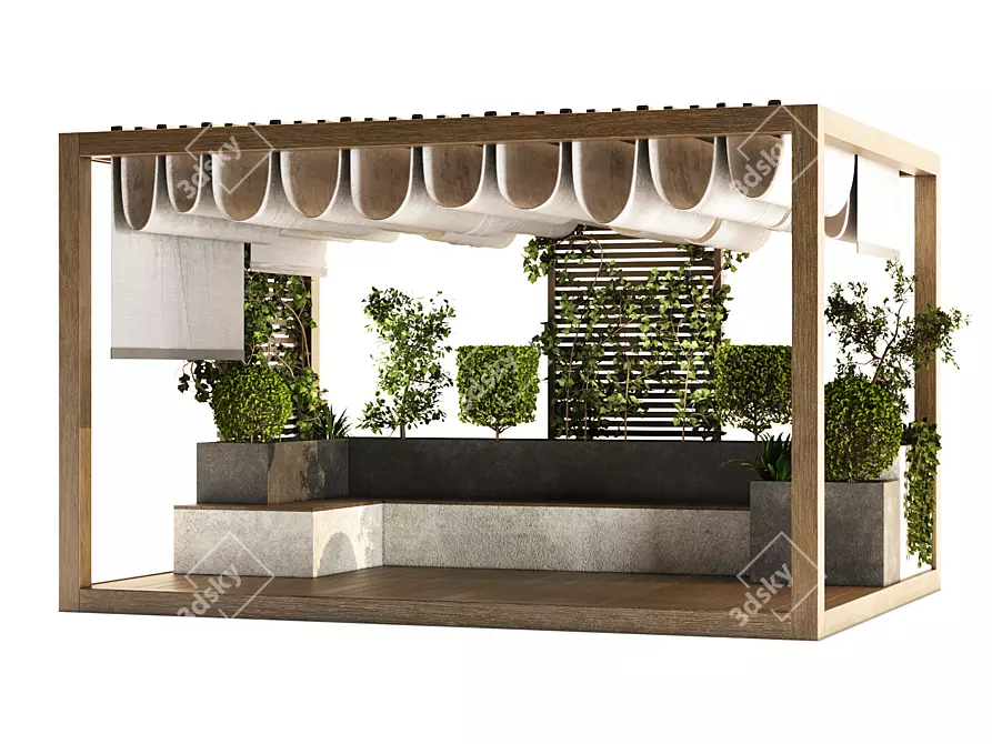 Modern Outdoor Pergola Set 3D model image 1