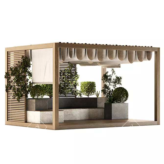 Modern Outdoor Pergola Set 3D model image 4