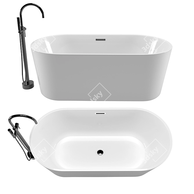 Glossy White Artemis Bauci Bathtub 3D model image 1