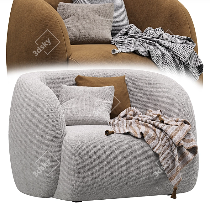 Divan.ru Vienso Beige Armchair 3D Model 3D model image 2