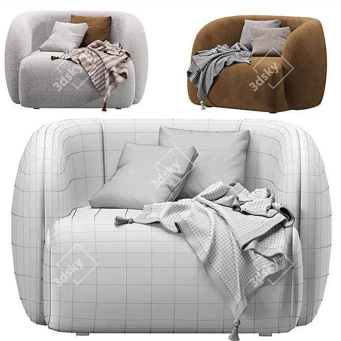 Divan.ru Vienso Beige Armchair 3D Model 3D model image 7