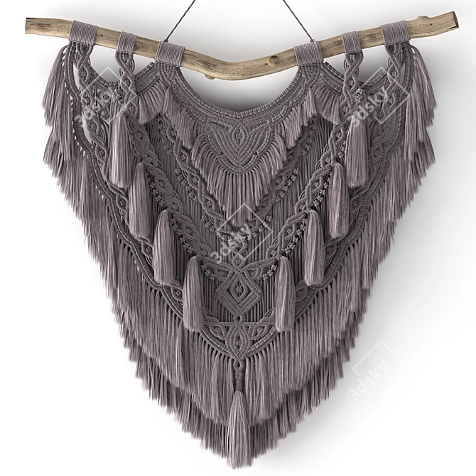 Handwoven Macrame Wall Hanging 3D model image 1