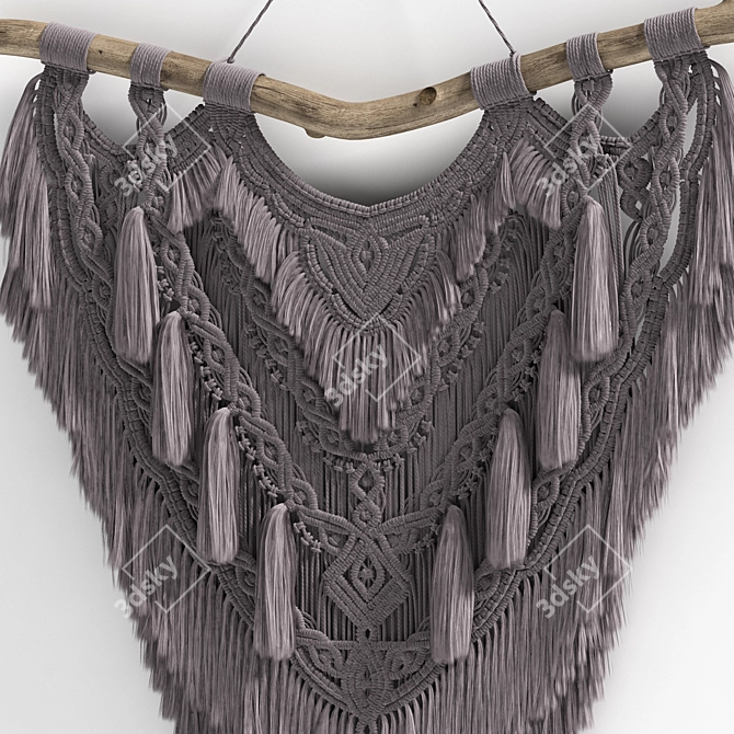 Handwoven Macrame Wall Hanging 3D model image 3