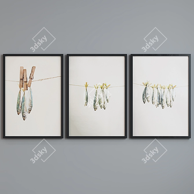 Modern Fish Picture Frame Set 3D model image 3