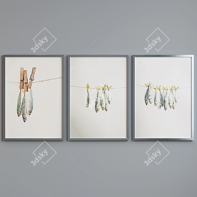 Modern Fish Picture Frame Set 3D model image 4