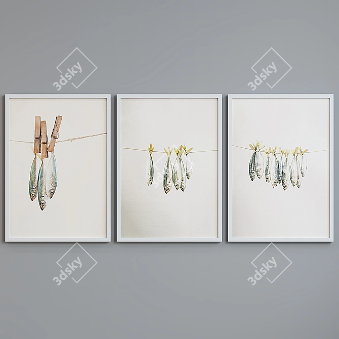 Modern Fish Picture Frame Set 3D model image 5