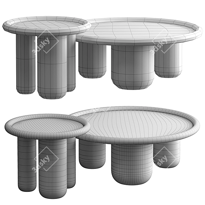 Solid Wood Tray Coffee Table 3D model image 3