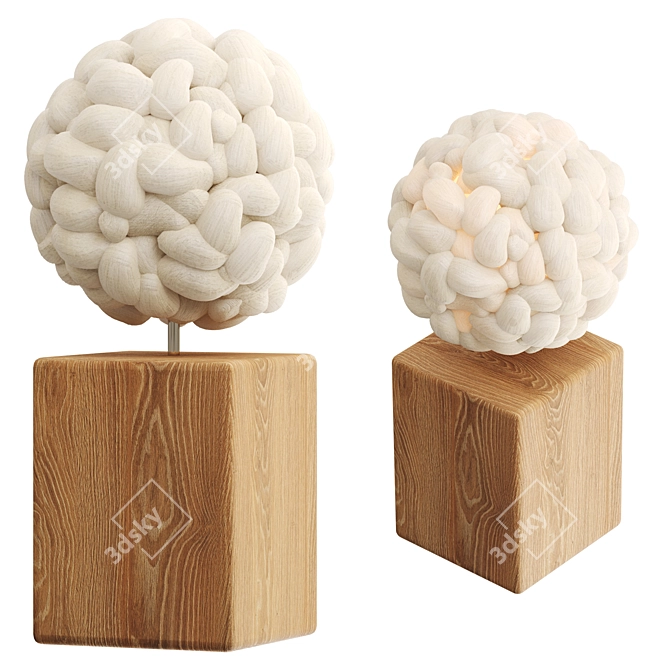 Merino Wool Ball Table Lamp 3D model image 2