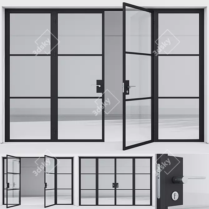 Corona Aluminium Door 169 Render 3D model image 1