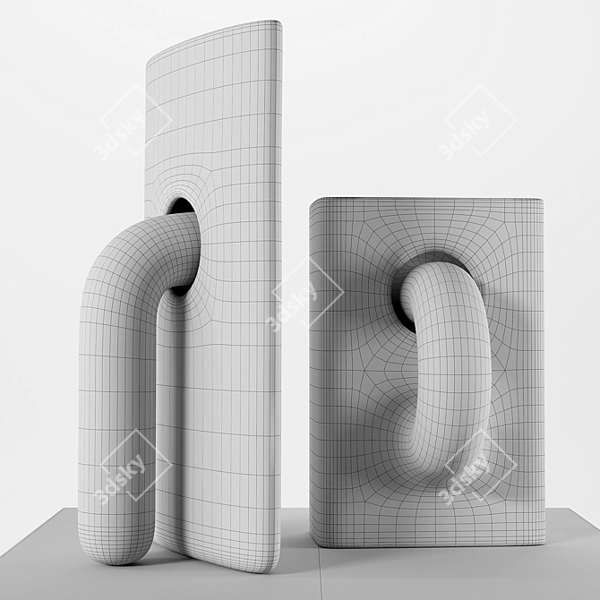 Contemporary Gray Sculptures Set 3D model image 5