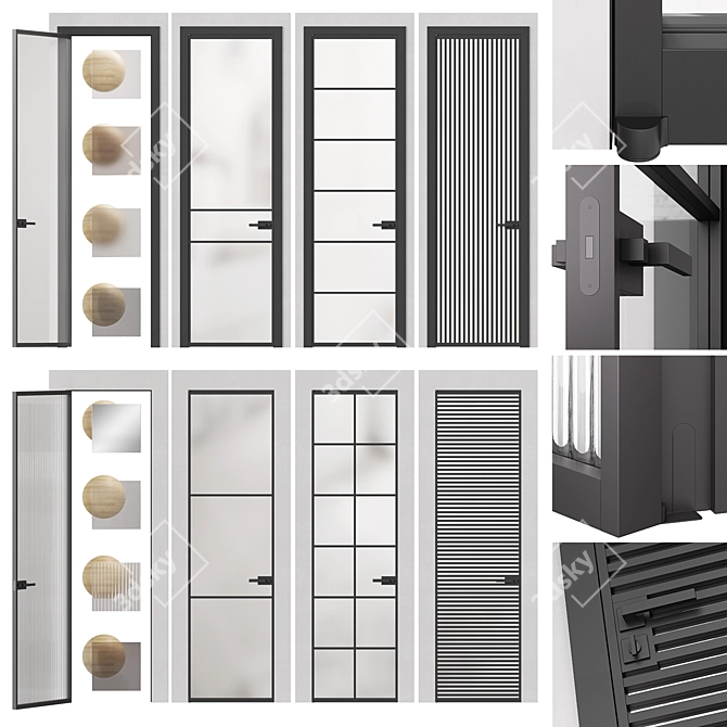 Aluminum & Glass FORMATO Doors 3D model image 6