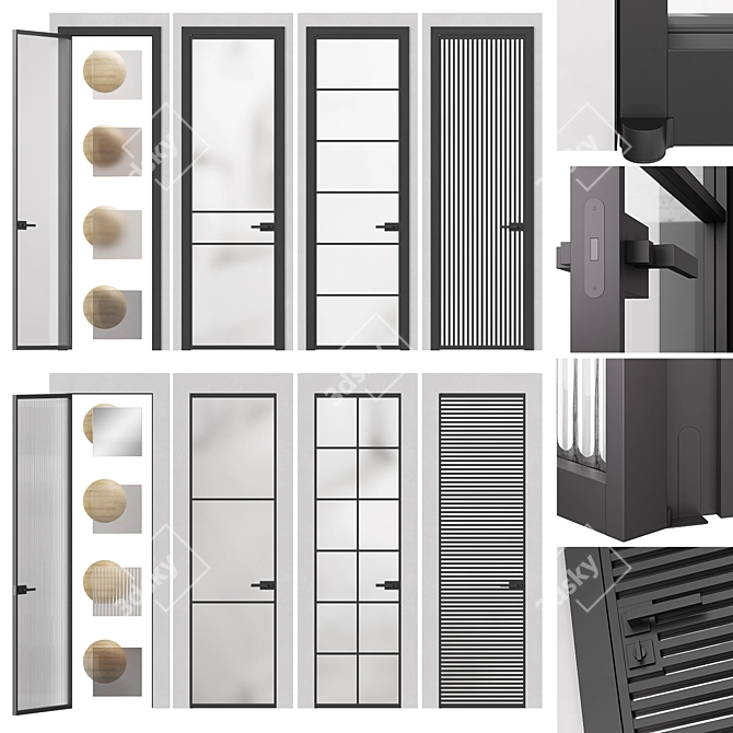 Aluminum & Glass FORMATO Doors 3D model image 7