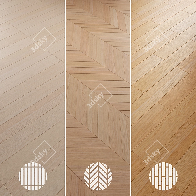 Oak Parquet Flooring Collection 3D model image 2