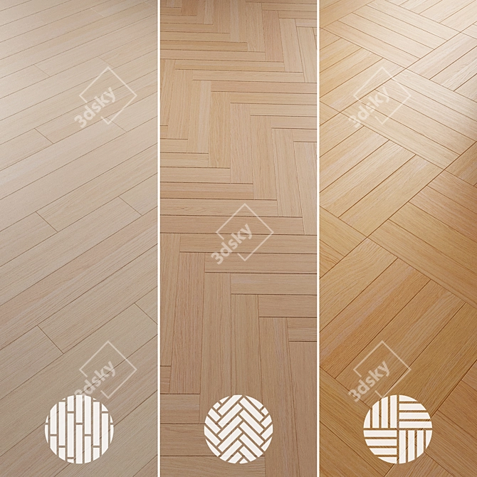 Oak Parquet Flooring Collection 3D model image 3