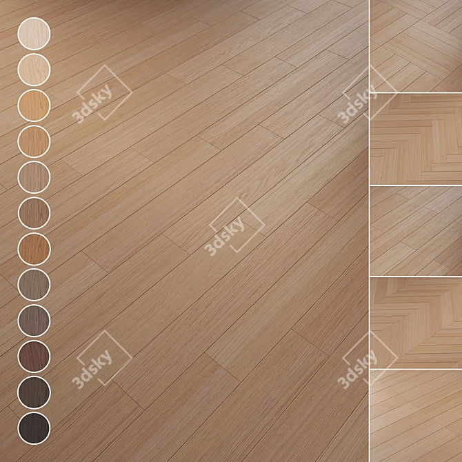 Oak Parquet Flooring Collection 3D model image 8