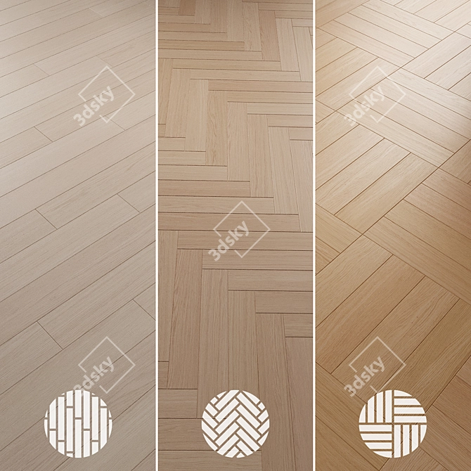 Oak Parquet Flooring Collection 3D model image 2