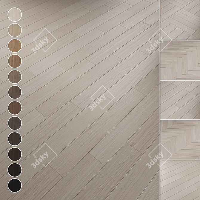 Oak Parquet Flooring Collection 3D model image 8