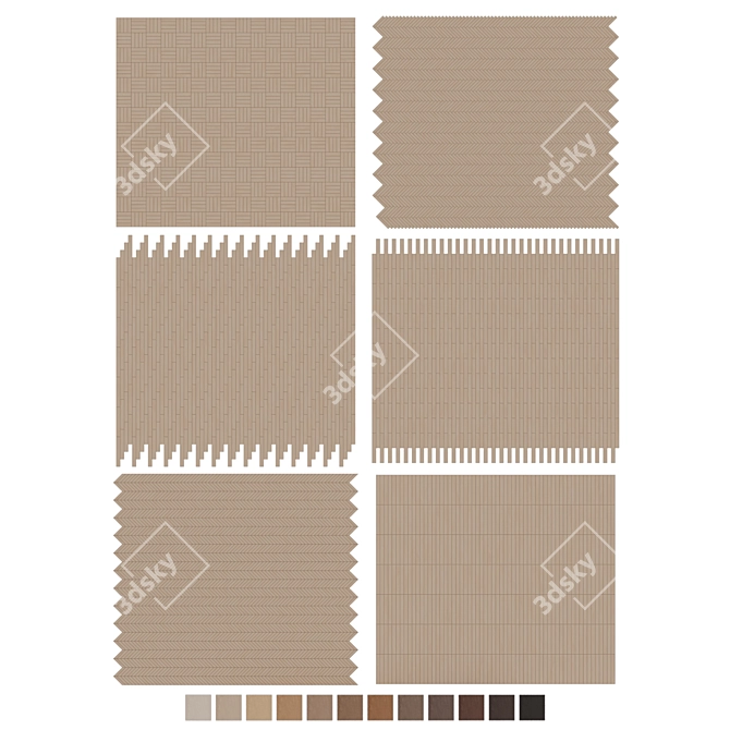 Oak Parquet Flooring Collection 3D model image 11