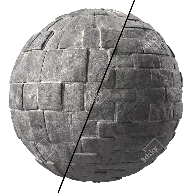 Seamless Stone Wall Materials Kit 3D model image 4