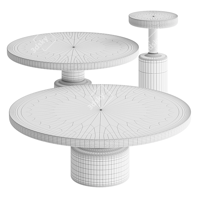 Torus Modern Side Table Set 3D model image 3