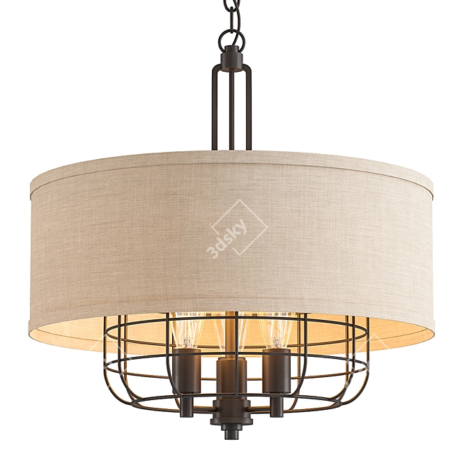 Modern Industrial Rust Chandelier 3D model image 1